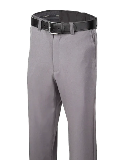 Flat Front 4-Way Stretch Grey Pants w/ Expander Waistband